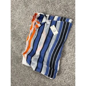 Talbots Scarf One Size Sheer Striped Fringe Long Rectangle Blue Flowy Light NEW